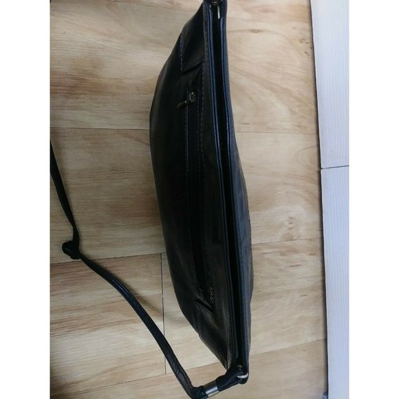 SAS Leather Shoulder Bag BLACK Purse VINTAGE hinge - Picture 8 of 8